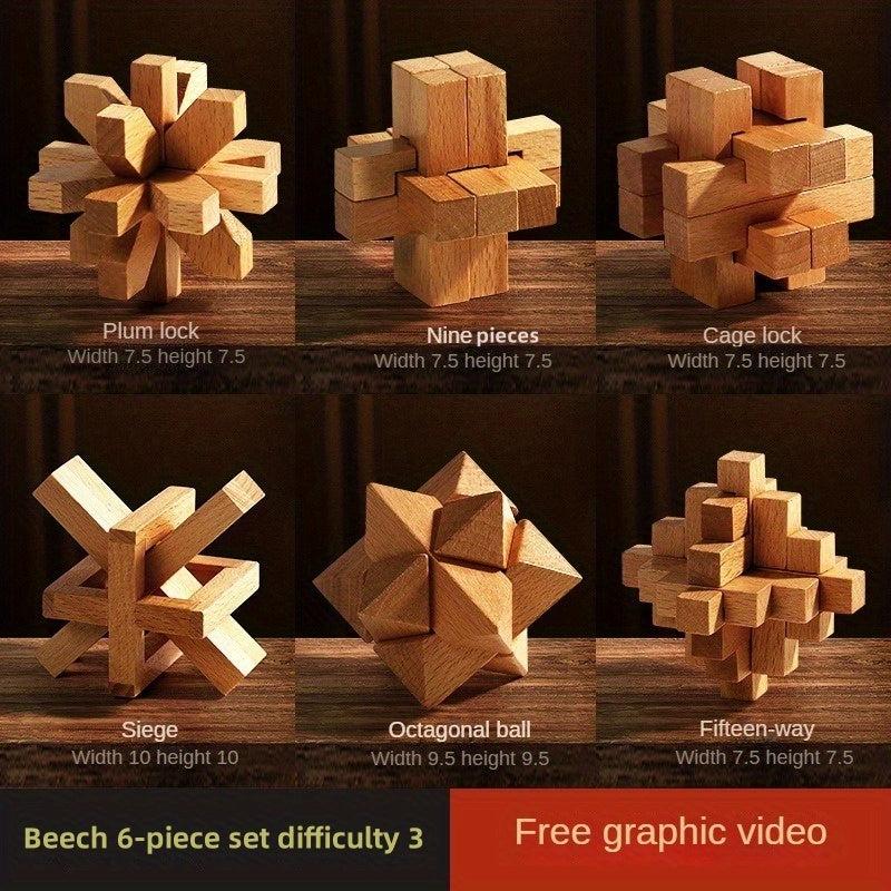 Kong Ming Luban Lock Educational Toys Set Wooden Splicing Building Blocks