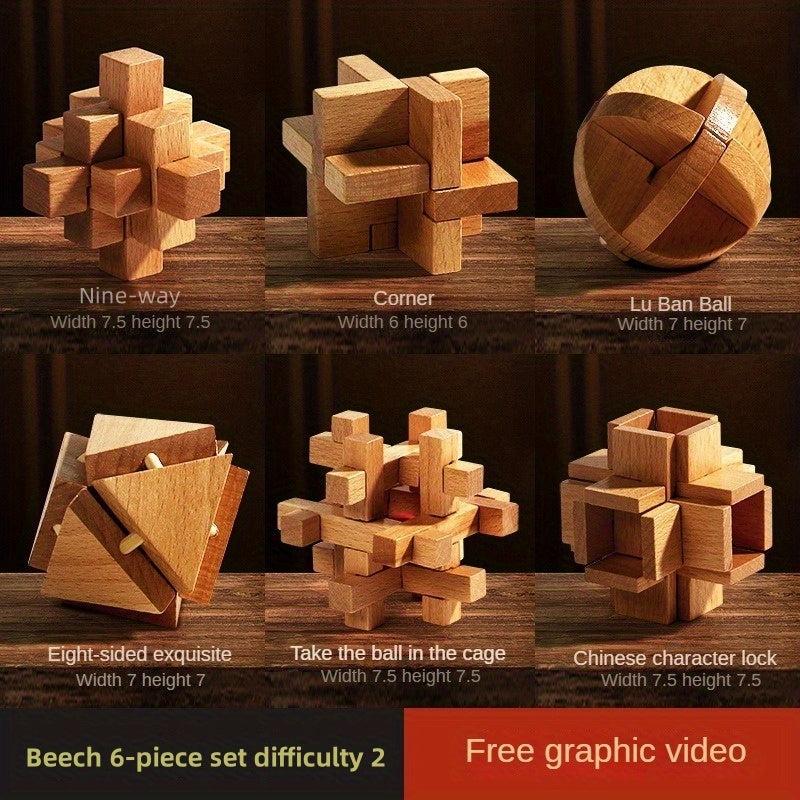 Kong Ming Luban Lock Educational Toys Set Wooden Splicing Building Blocks