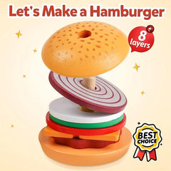 Montessori Burger Stacking Toy Set with Order Cards