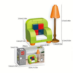 Kids Home DIY Building Blocks Set - Small Appliance Sofa TV Piano Model