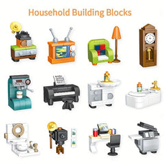 Kids Home DIY Building Blocks Set - Small Appliance Sofa TV Piano Model