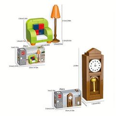 Kids Home DIY Building Blocks Set - Small Appliance Sofa TV Piano Model