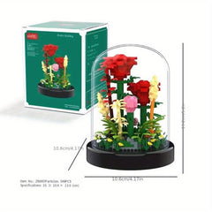 Valentine's Day Gift: Immortal Flower Rose Girl Building Block Set