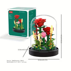 Valentine's Day Gift: Immortal Flower Rose Girl Building Block Set