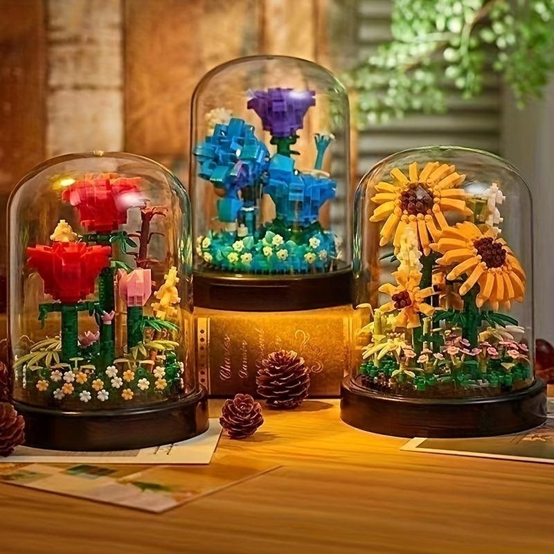 Valentine's Day Gift: Immortal Flower Rose Girl Building Block Set