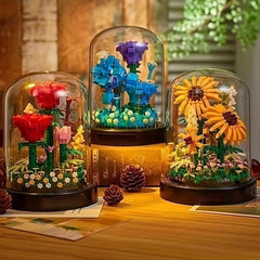 Valentine's Day Gift: Immortal Flower Rose Girl Building Block Set