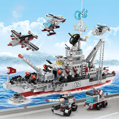 654 Pc Warship Naval Battle Building Set Boys 6-10 Gift