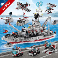 654 Pc Warship Naval Battle Building Set Boys 6-10 Gift