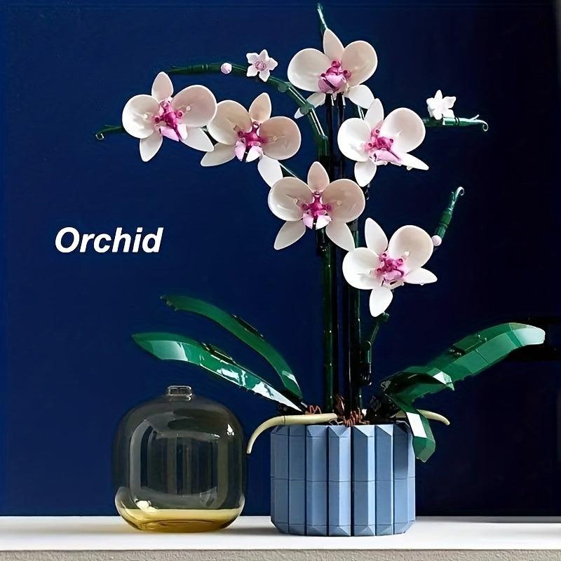 Orchid Flower Succulent Home Decoration Building Blocks Toy