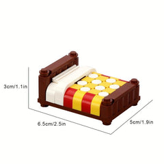 Modern Minifigure Bed & Lamp Building Block Set