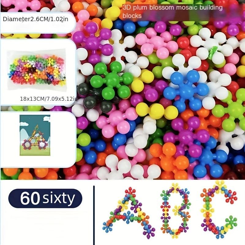 3D Rotating Plum Building Blocks Fun Mosaic Upgrade Snow Flake Kids DIY Toys