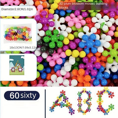 3D Rotating Plum Building Blocks Fun Mosaic Upgrade Snow Flake Kids DIY Toys