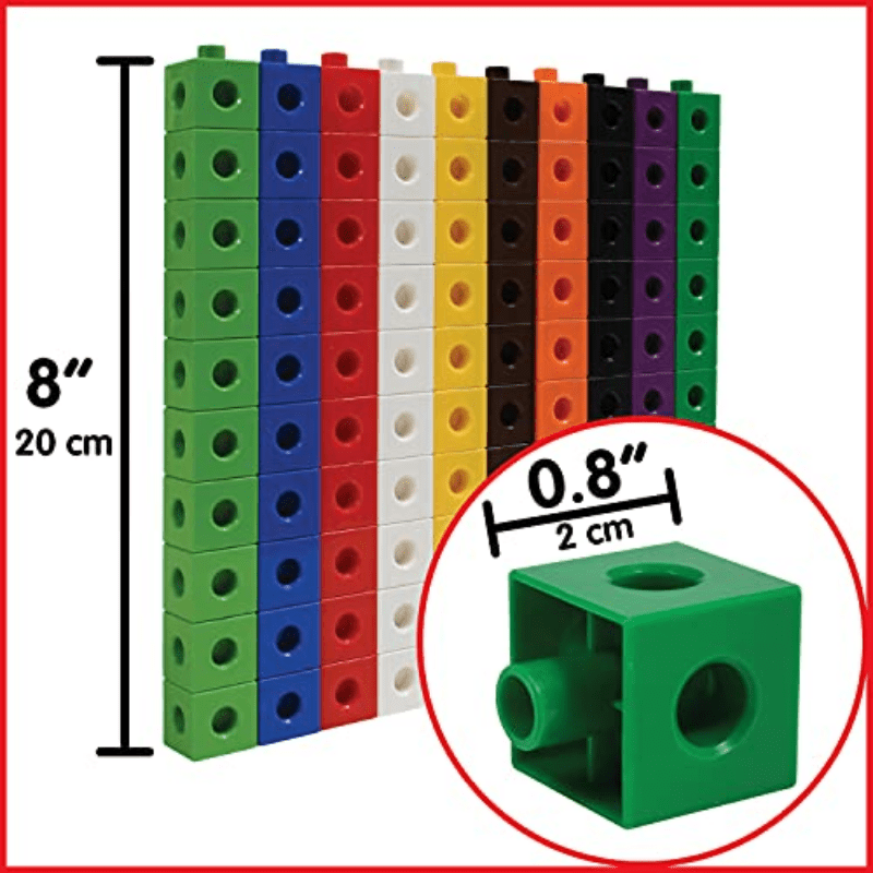100 Linking Cubes Set: Math Manipulatives for Construction & Early Math