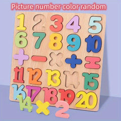 Wooden Puzzle Board Game Alphabet Numbers & Shapes Matching For Kids