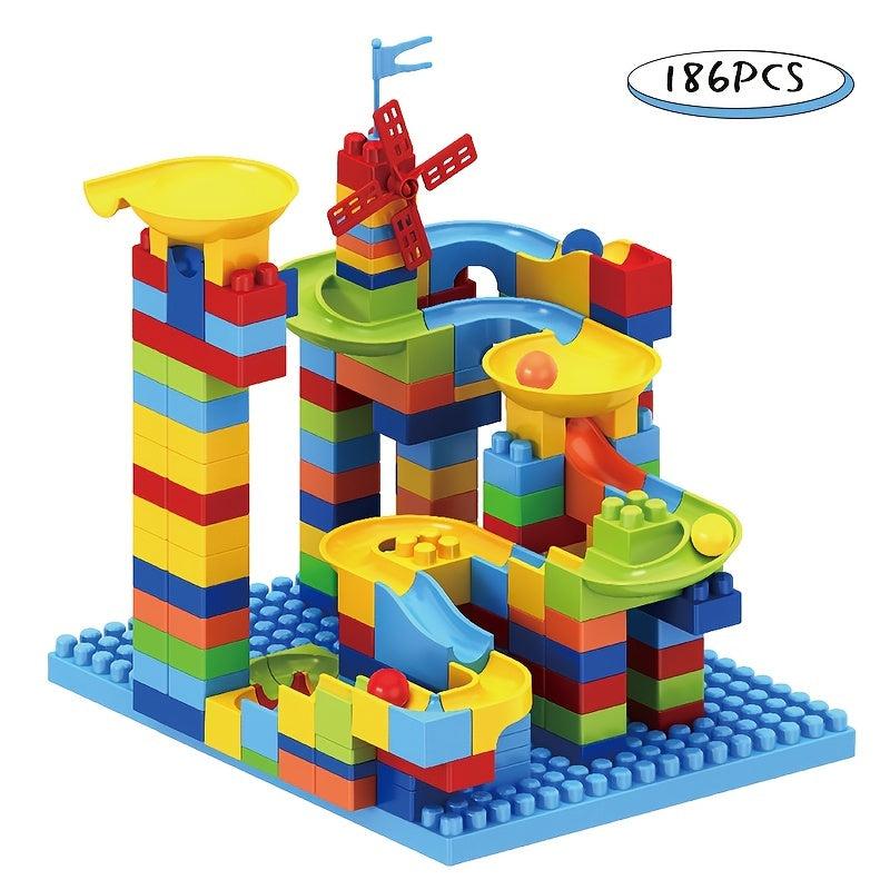 186pcs Children's Track Slide Building Block Set Educational Toy Jenga