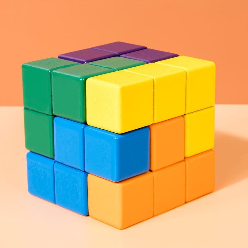 Wooden 3D Building Block Cube Magic Puzzle Jenga Educational Toy