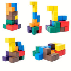 Wooden 3D Building Block Cube Magic Puzzle Jenga Educational Toy