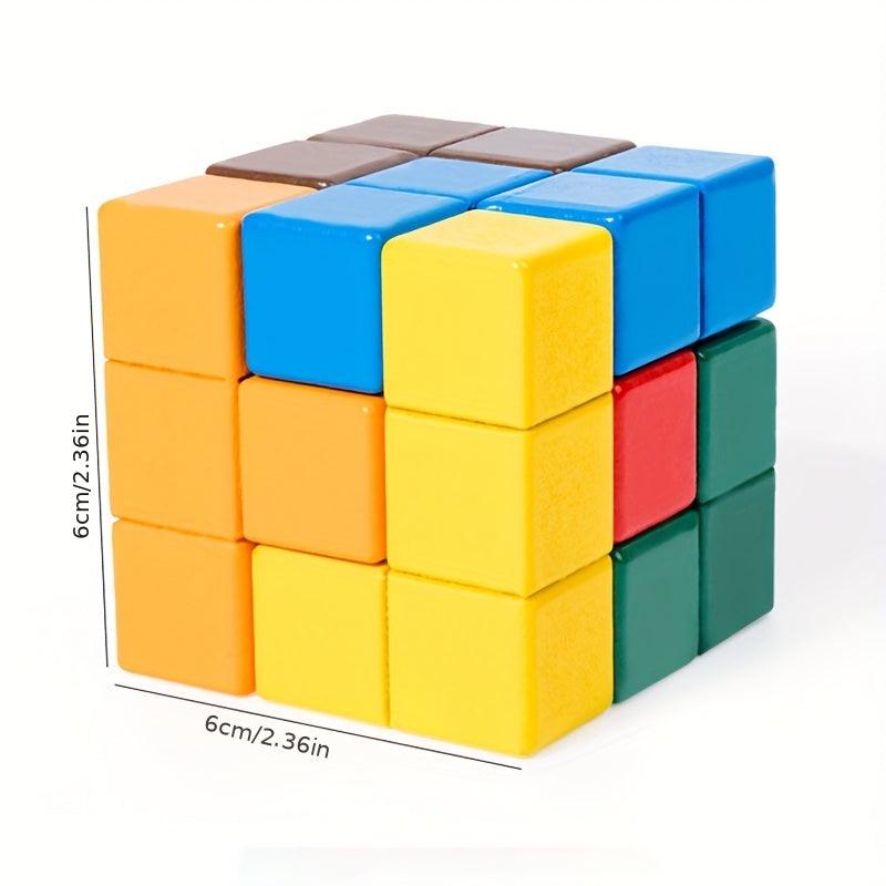 Wooden 3D Building Block Cube Magic Puzzle Jenga Educational Toy