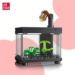 34pcs Building Blocks Fish Tank Decoration Toys Animal Plant Observation Box