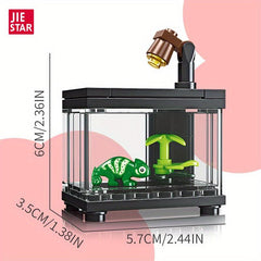 34pcs Building Blocks Fish Tank Decoration Toys Animal Plant Observation Box