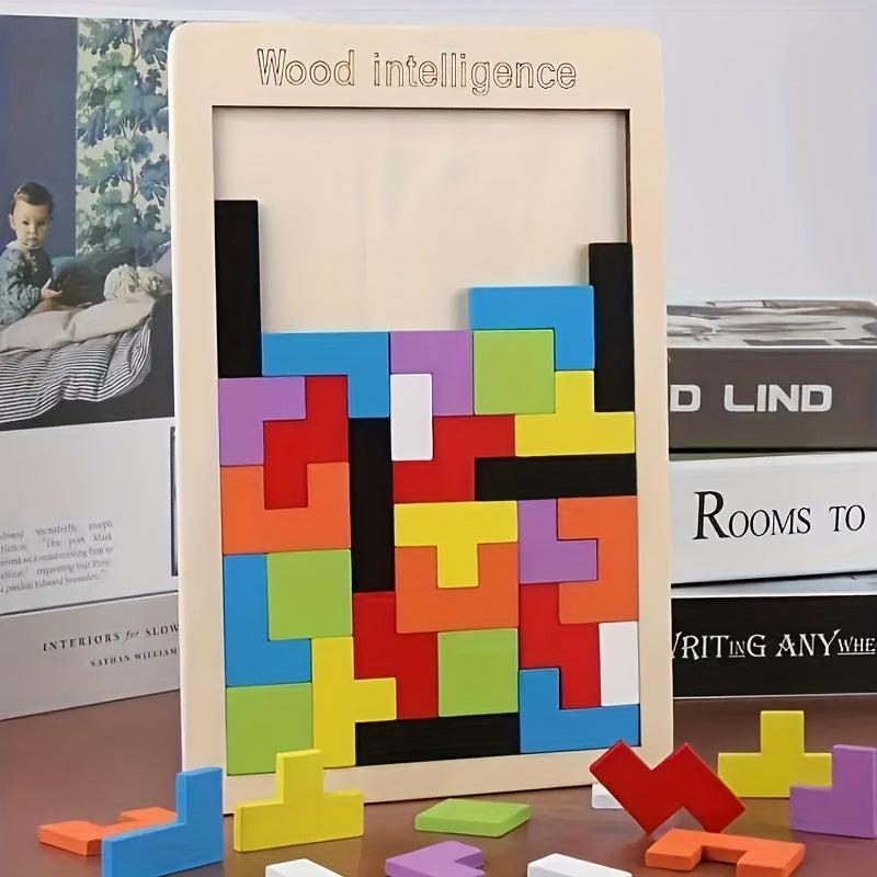 3D Wooden Blocks Puzzle Brain Teaser Educational Toy