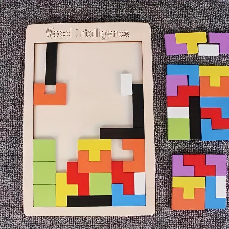 3D Wooden Blocks Puzzle Brain Teaser Educational Toy