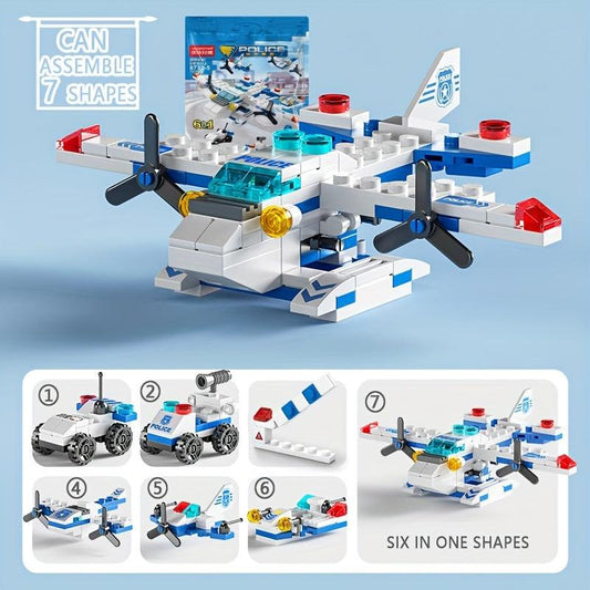 6 in 1 Aircraft Building Blocks Educational Toys DIY Model Gift