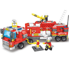 678pcs City Fire Truck Building Blocks Set with 8 Fireman Figures