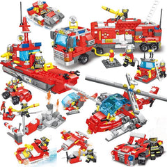678pcs City Fire Truck Building Blocks Set with 8 Fireman Figures