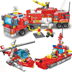 678pcs City Fire Truck Building Blocks Set with 8 Fireman Figures