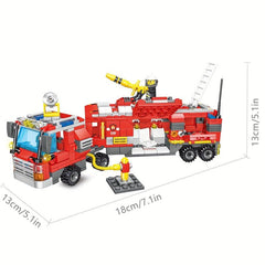 678pcs City Fire Truck Building Blocks Set with 8 Fireman Figures