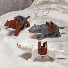 Wolf Brown Gray Building Blocks Assembled Toys