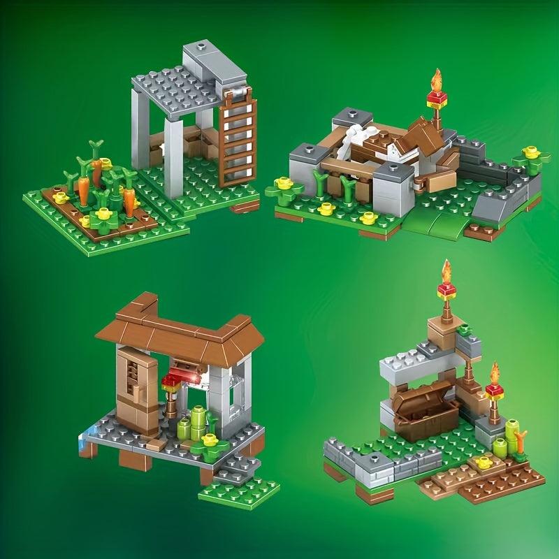 4-in-1 Building Block Set: Create Magical Village Scene!
