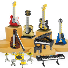 DIY Micro Building Blocks Electronic Organ Piano Bass Guitar Toy