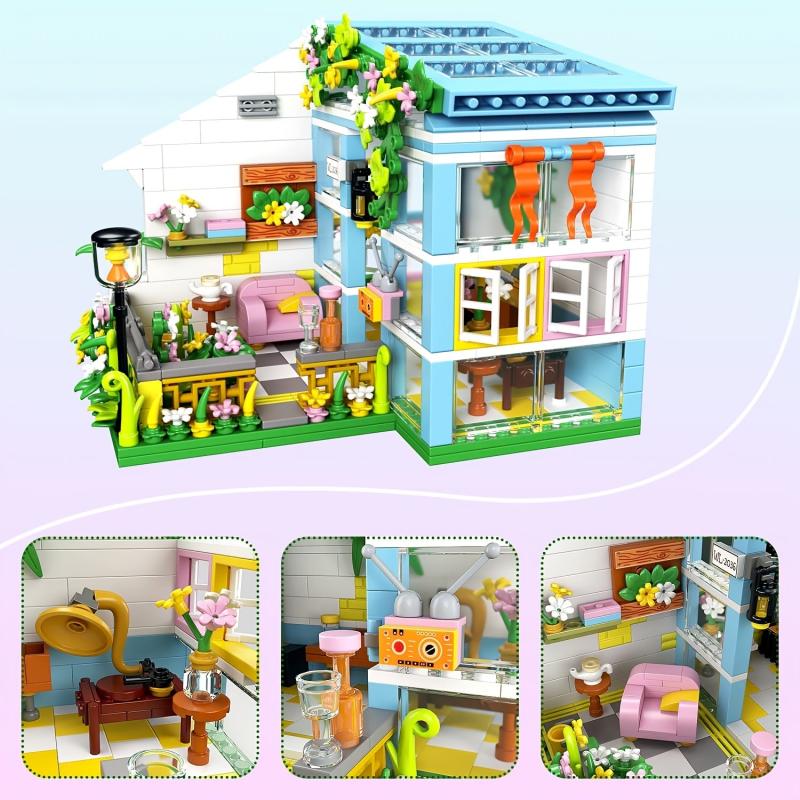 Friends Flowers House Building Block Sets Girls Mini Greenhouse Apartment Kit