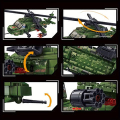 Armed Helicopter Building Blocks Toy Military Series Puzzle Model DIY