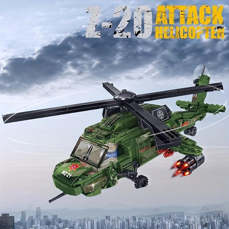Armed Helicopter Building Blocks Toy Military Series Puzzle Model DIY