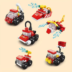 6 In 1 Fire Engine Building Blocks DIY Vehicle Model Assembled Block Toys