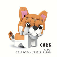 112pcs Corgi Animal Building Block Model DIY Tabletop Decoration Small Puzzle