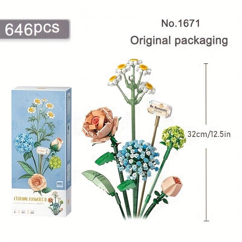 DIY 3D Model Building Blocks Bouquet for Kids and Home Decoration