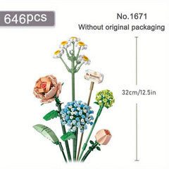 DIY 3D Model Building Blocks Bouquet for Kids and Home Decoration
