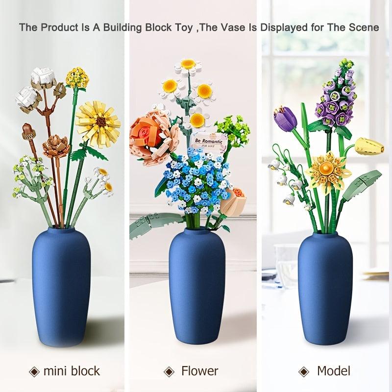 DIY 3D Model Building Blocks Bouquet for Kids and Home Decoration