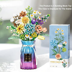 DIY 3D Model Building Blocks Bouquet for Kids and Home Decoration