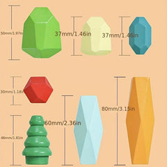 Wooden Rainbow Stacking Stone Building Blocks Kids Educational Toys