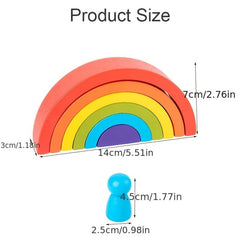 Colorful Rainbow Building Blocks Montessori Educational Wooden Toys for Kids