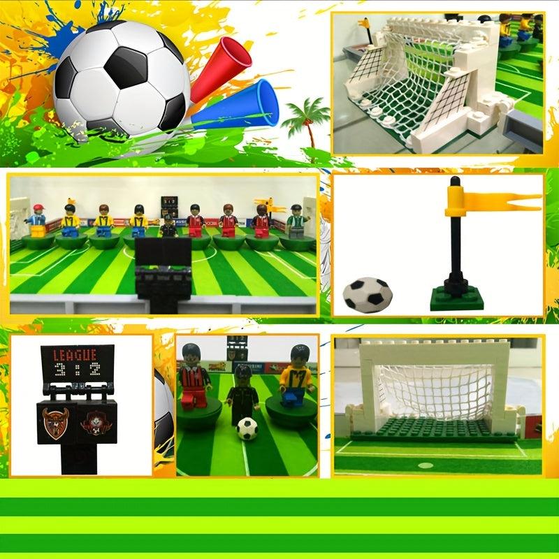 DIY Mini Soccer Players Building Block Football Field Toy Set