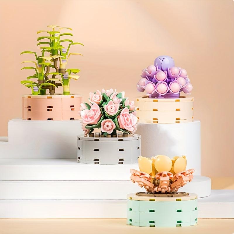 Eternal Flower Toy Puzzle Gift Succulent Green Plant Building Blocks