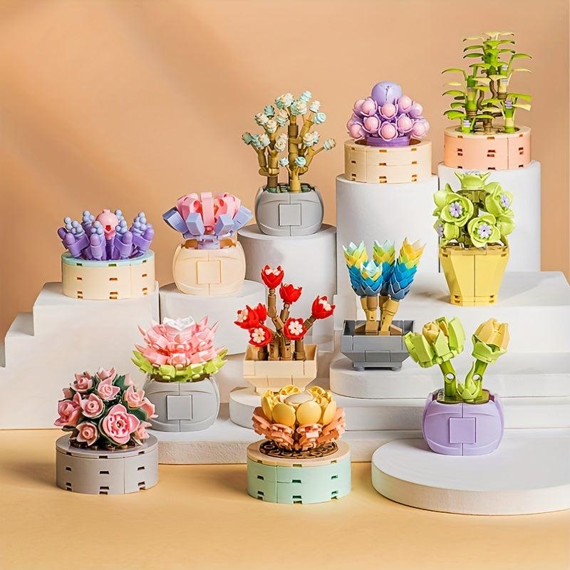 Eternal Flower Toy Puzzle Gift Succulent Green Plant Building Blocks