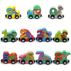 Magnetic Dinosaur Train Set Number Wooden Toy Learning Cars Numbers Train