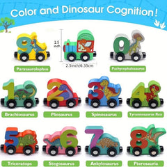 Magnetic Dinosaur Train Set Number Wooden Toy Learning Cars Numbers Train